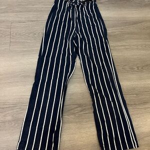 Reformation navy blue and white striped marlon pants